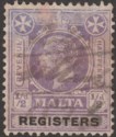 Click for more photos and details Malta 1925 KGV Revenue Registers ½d Purple and Black Used