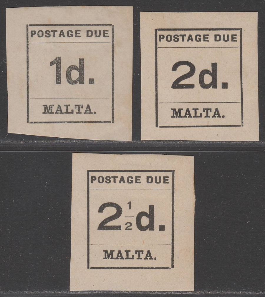 Malta 1925 KGV Postage Due Imperf 1d, 2d, 2½d Mint cat £21