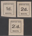 Click for more photos and details Malta 1925 KGV Postage Due Imperf 1d, 2d, 2½d Mint cat £21