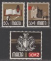 Click for more photos and details Malta 1973 Education 50c, Religion £1, Arms £2, Mint SG498-500