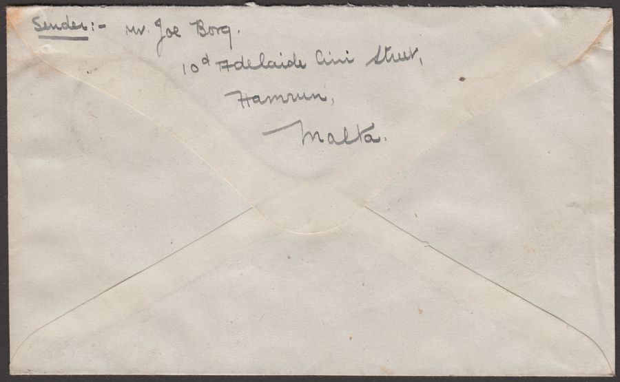 Malta 1945 KGVI 3d Used on Cover to Glasgow with Valletta Postmark