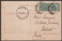 Click for more photos and details GB KEVII 1904 ½d Pair Used on Postcard to Malta w Birmingham Postmark