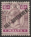 Click for more photos and details Malta 1922 KGV Self Government 6d Dull and Bright Purple wmk Script Used SG119