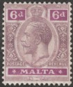 Malta 1921 KGV 6d Dull and Bright Purple wmk Script Mint SG102