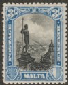 Click for more photos and details Malta 1930 KGV Postage and Revenue 3sh Black and Blue Mint SG207