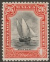 Click for more photos and details Malta 1930 KGV Postage and Revenue 2sh6d Black and Vermilion Mint SG206