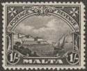 Click for more photos and details Malta 1930 KGV Postage and Revenue 1sh Black Mint SG203
