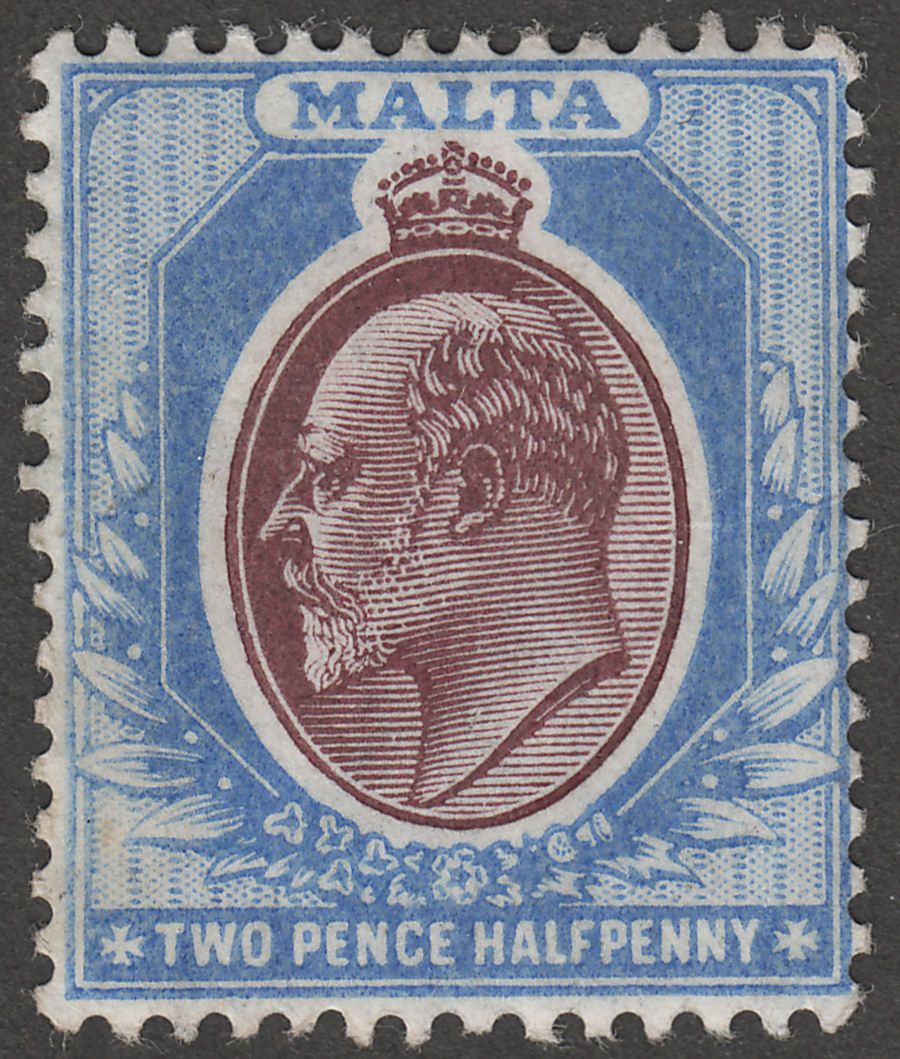 Malta 1904 KEVII 2½d Maroon and Blue wmk Multi CA Mint SG52