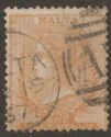 Click for more photos and details Malta 1867 QV wmk CC ½d Orange-Brown? perf 14 Used SG6 with 1867 Postmark
