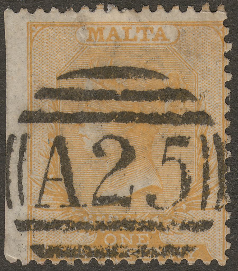 Malta 1875 QV wmk CC ½d Yellow-Buff? perf 14 Used SG8 cat £80