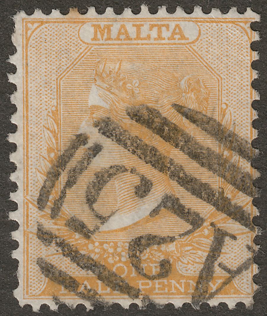 Malta 1878 QV wmk CC ½d Yellow-Buff perf 14x12½ Used SG16 cat £100
