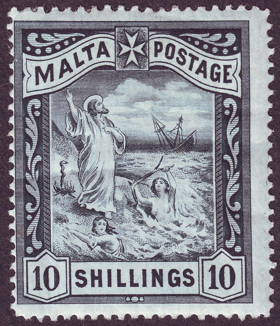 Malta 1899 Shipwreck of St Paul 10sh Mint SG35