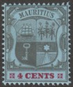 Mauritius 1904 KEVII 4c Black and Carmine on Blue wmk Multi CA Mint SG167