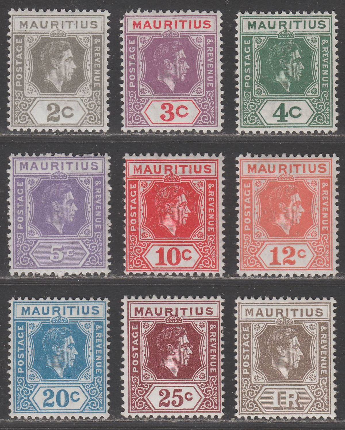 Mauritius 1938 King George VI Set to 1r UM Mint SG252-260
