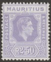 Click for more photos and details Mauritius 1943 KGVI 2r50c Pale Violet Ordinary Paper Mint SG261a