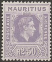 Click for more photos and details Mauritius 1948 KGVI 2r50c Slate-Violet Chalky Paper Mint SG261b