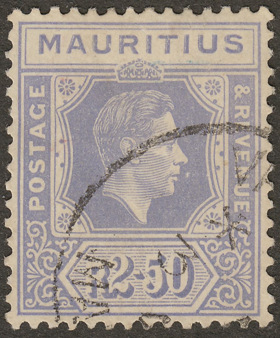 Mauritius 1938 KGVI 2r50c Pale Violet Chalky Paper Used SG261
