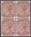 Click for more photos and details Mauritius 1883 QV 2c Venetian Red watermark Crown CA Block of Four Mint SG102