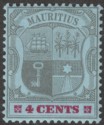 Mauritius 1904 KEVII 4c Black and Carmine on Blue wmk Crown CA Mint SG143