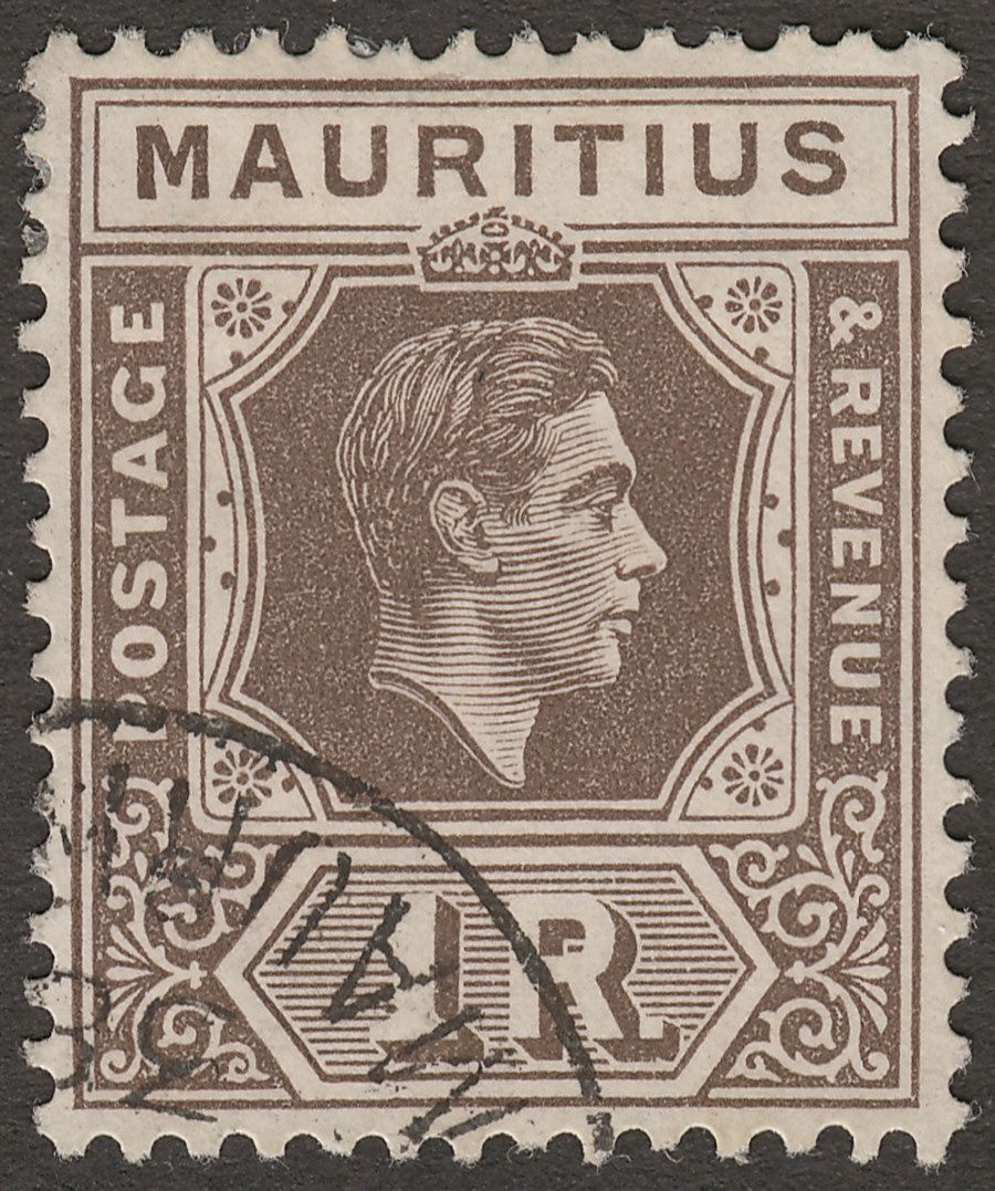 Mauritius 1938 KGVI 1r Grey-Brown Chalky Paper Used SG260