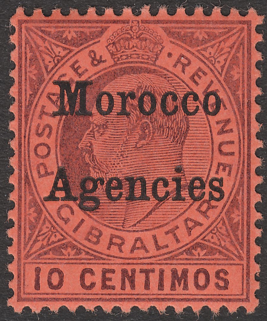Morocco Agencies 1905 KEVII 10c Dull Purple on Red Ordinary Mint SG25