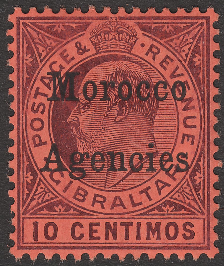 Morocco Agencies 1905 KEVII 10c Dull Purple on Red Chalky Mint SG25d