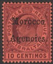 Click for more photos and details Morocco Agencies 1905 KEVII 10c Dull Purple on Red Chalky Mint SG25d