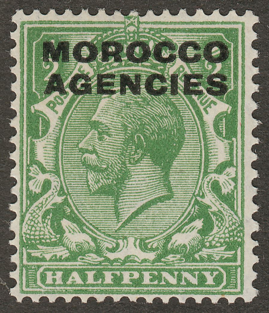 Morocco Agencies British 1925 KGV ½d Green Overprint Type B Mint SG55b