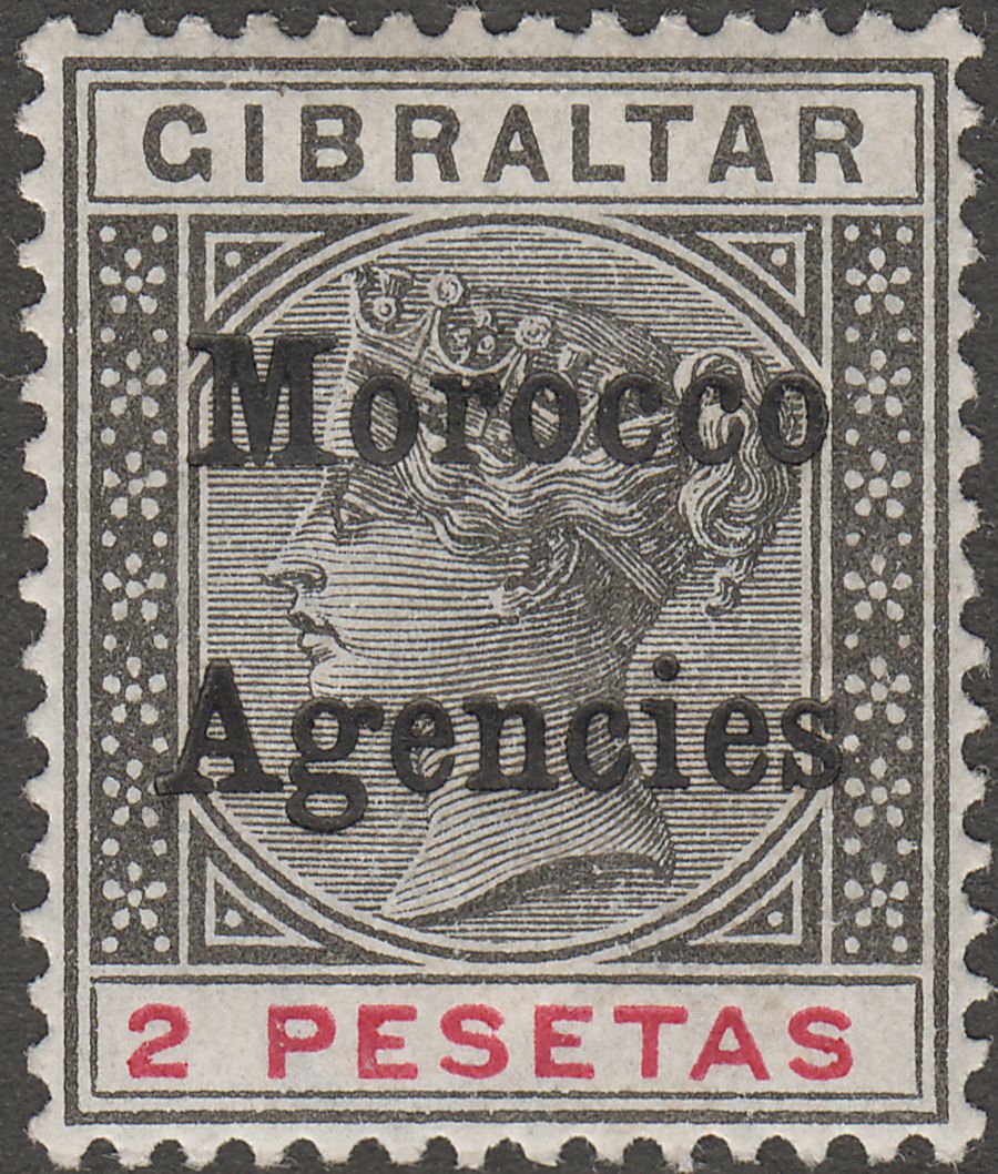Morocco Agencies 1899 QV Overprint on Gibraltar 2p Black and Carmine Mint SG16