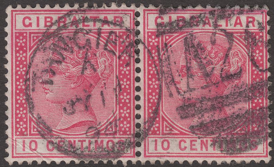 Gibraltar used Morocco 1894 QV 10c Pair Used w TANGIER A26 Duplex postmark