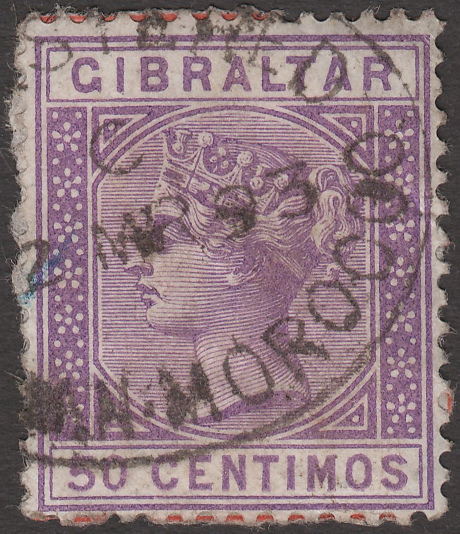Gibraltar used Morocco 1893 QV 50c Used TETUAN Regd Oval postmark SG Z159 c £110
