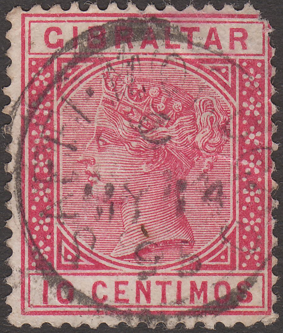 Gibraltar used Morocco 1895 QV 10c Used w SAFFI postmark SG Z112 cat £38 faulty