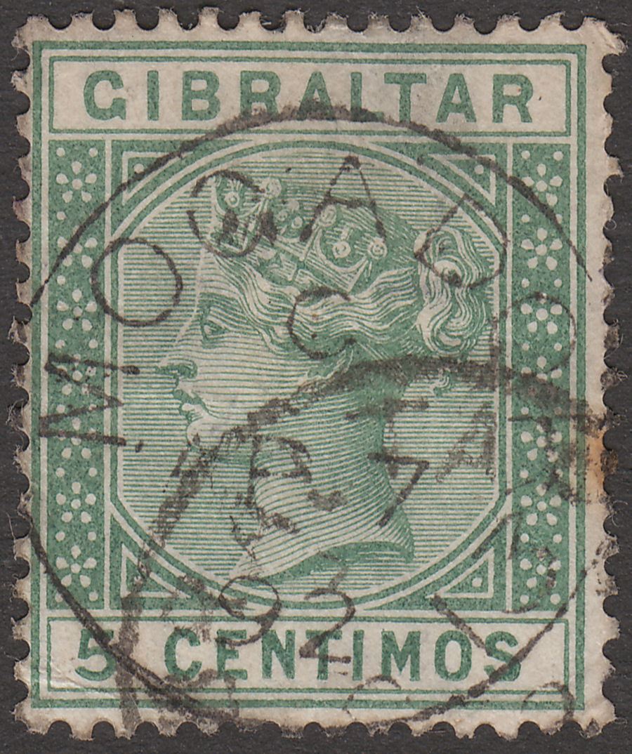 Gibraltar used Morocco 1892 QV 5c Used with MOGADOR postmark SG Z83 cat £25