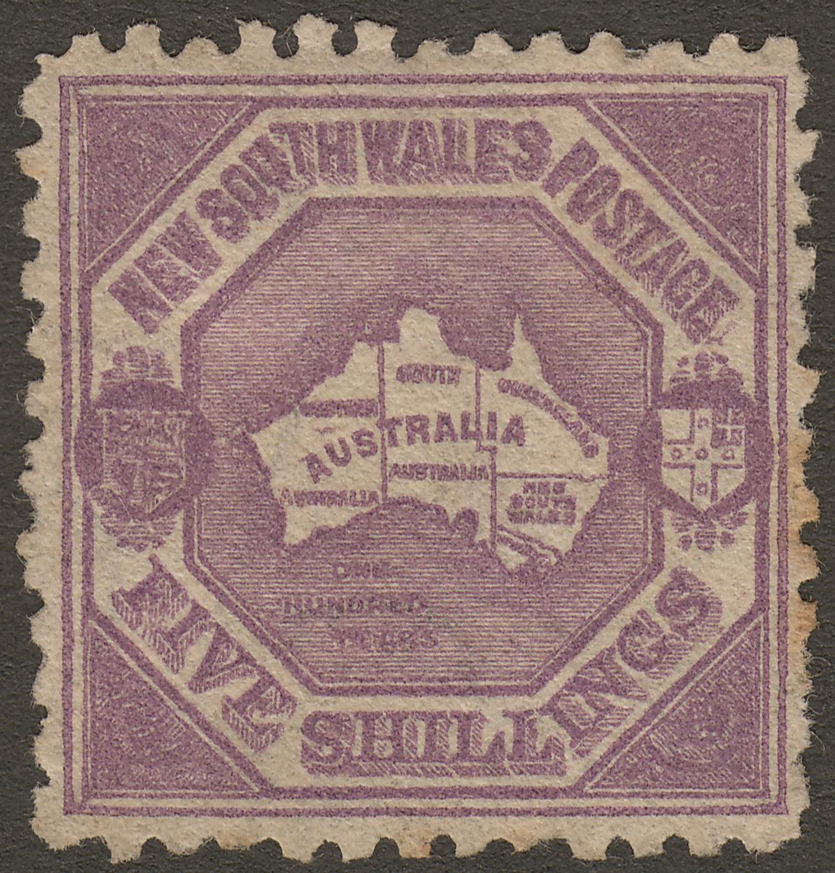 New South Wales 1889 Map 5sh Deep Violet Unused SG261a cat£425 as Mint Australia