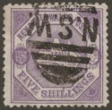 Click for more photos and details New South Wales 1890 Map 5sh Mauve perf 11 Used SG263da cat £50