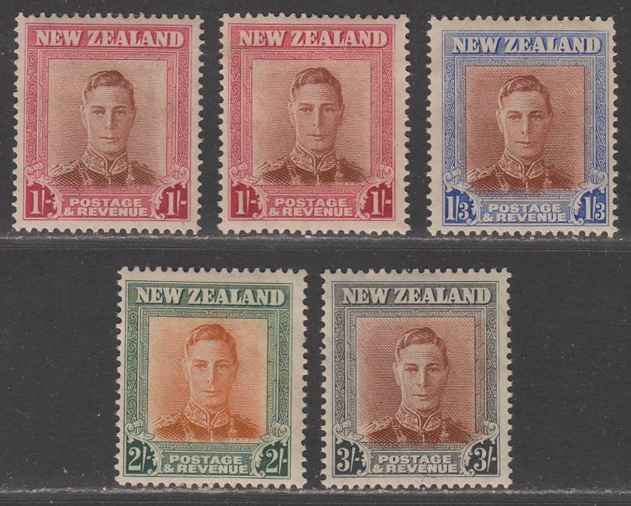 New Zealand 1947-52 KGVI 1sh x2, 1sh3d, 2sh, 3sh Mint SG686-689