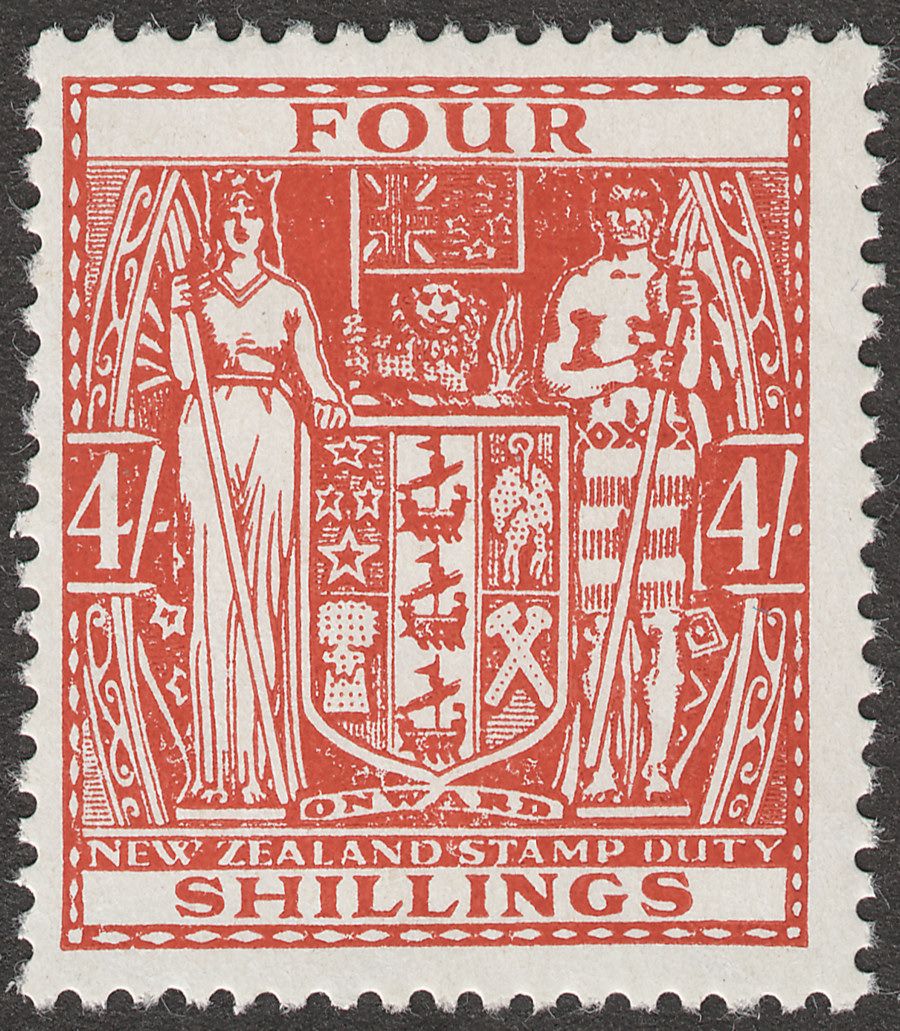 New Zealand 1940 Postal Fiscal 4sh Red-Brown wmk Multi Upright Mint SG F194