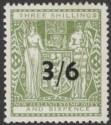 New Zealand 1953 wmk Multi Upright Postal Fiscal 3sh6d Opt Green T2 Mint SG F213