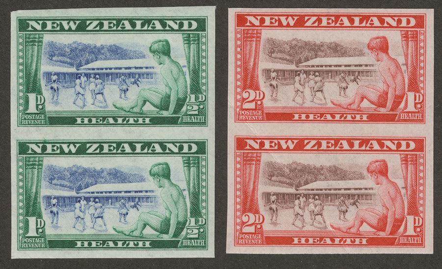 New Zealand 1951 KGVI Health Camp Stamps Vertical Proof Pairs SG696P SG697P