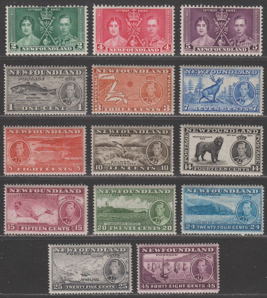 Newfoundland 1937 KGVI Coronation + Additional Issue Sets Mint SG254-267 cat £65