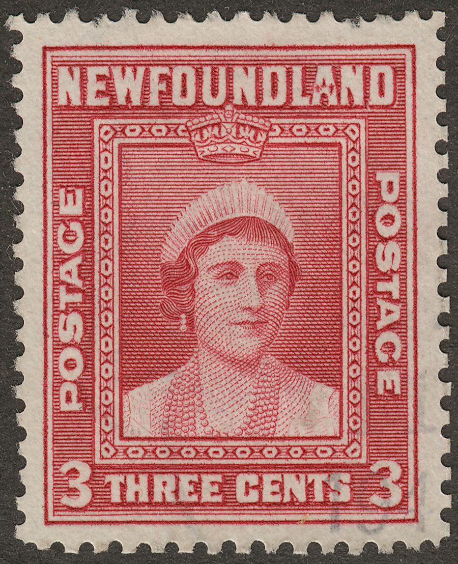 Newfoundland 1941 Queen Mother 3c Carmine w Damaged A variety Used SG278b cat£50