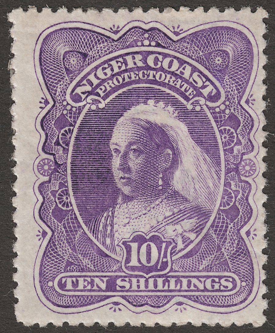 Niger Coast 1898 QV 10sh Bright Violet perf 13½-14 Mint SG74ba