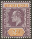 Northern Nigeria 1905 KEVII 2d Dull Purple + Yellow on Ordinary Paper Mint SG22