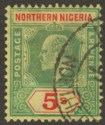 Northern Nigeria 1911 KEVII 5sh Green and Red on Yellow Used SG38