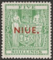 Niue 1954 QEII Postal Fiscal 5sh Green wmk Multi Inverted Mint SG84w