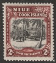 Niue 1938 KGVI Village 2sh Black and Red-Brown wmk Single Mint SG76