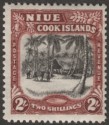 Niue 1938 KGVI Village 2sh Black and Red-Brown wmk Single Mint SG76