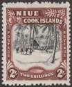 Niue 1945 KGVI Village 2sh Black and Red-Brown wmk Multi Mint SG96