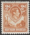Northern Rhodesia 1938 KGVI 2d Yellow-Brown Mint SG31