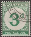 Click for more photos and details Nyasaland 1950 KGVI Postage Due 3d Green Used SG D3 cat £6